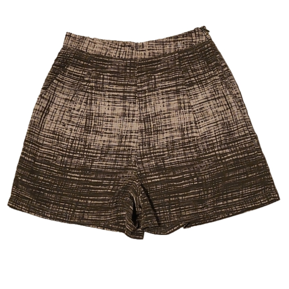 ☀️NWOT OAK + FORT High Rise Pleated Shorts in Brown/Cream